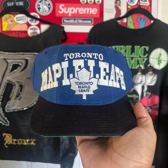 Vintage NHL Toronto Maple Leafs Tri Power Spell Out Wool Snapback Hat - Picture 1 of 5